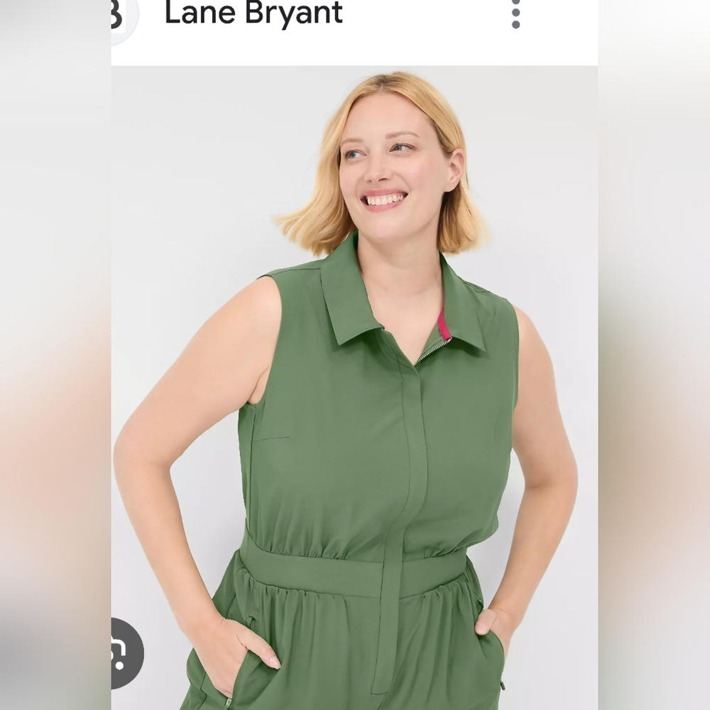 LIVI BY LANE BRYANT SIZE 18 ELEGANT Y BEAUTIFUL SLEEVELESS GREEN  JUMPSUIT - Picture 3 of 16